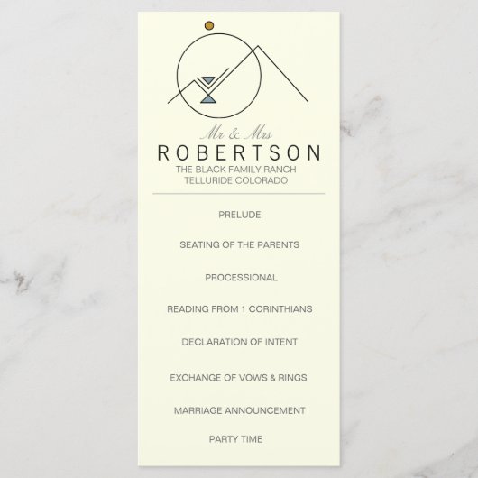 Boho Geometric Mountains | Hochzeitskarte Programm (Vorderseite)