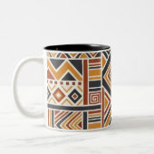 "Boho Geometric Pattern Mug, Earthy Tones Cup Zweifarbige Tasse (Links)