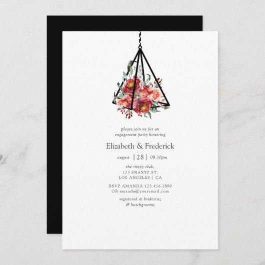 Boho Geometric Terrarium Floral Engagement Party Einladung (Vorne/Hinten)