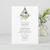 Boho Geometric Terrarium Floral Wedding Einladung (Stehend Vorderseite)
