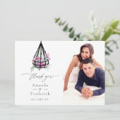 Boho Geometric Terrarium Floral Wedding Foto Dankeskarte (Stehend Vorderseite)