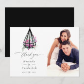 Boho Geometric Terrarium Floral Wedding Foto Dankeskarte (Vorne/Hinten)