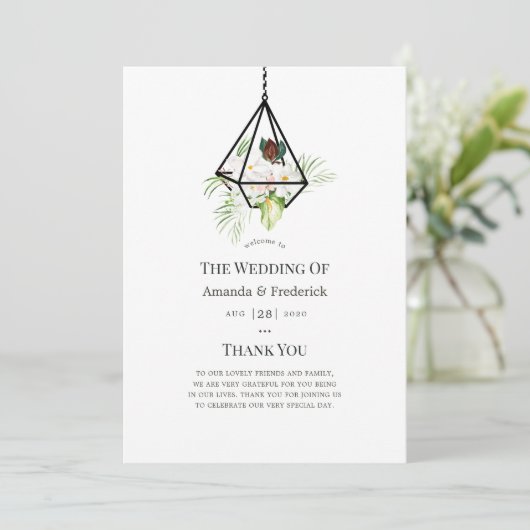 Boho Geometric Terrarium Floral Wedding Programm (Stehend Vorderseite)