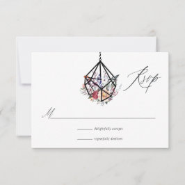 Boho Geometric Terrarium Floral Wedding RSVP Karte