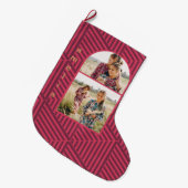 Boho Geometric Two Foto und Name Großer Weihnachtsstrumpf (Vorderansicht (hängend))