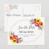 Boho Geometric Watercolor Floral Save the Date Postkarte (Vorne/Hinten)