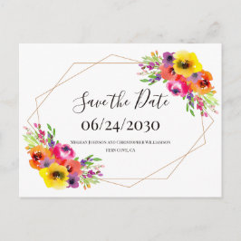 Boho Geometric Watercolor Floral Save the Date Postkarte