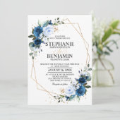 Boho Geometric Wedding Einladung zur Blue Rose (Stehend Vorderseite)