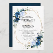 Boho Geometric Wedding Einladung zur Blue Rose (Vorne/Hinten)