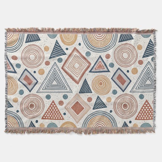 Boho Geometrie Abstrakte Formen Terracotta Muster Decke (Vorderseite)