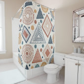 Boho Geometrie Abstrakte Formen Terracotta Muster Duschvorhang (Beispiel)