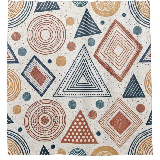 Boho Geometrie Abstrakte Formen Terracotta Muster Duschvorhang (Vorderseite)