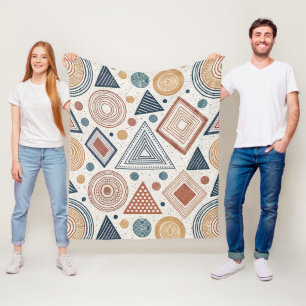 Boho Geometrie Abstrakte Formen Terracotta Muster Fleecedecke