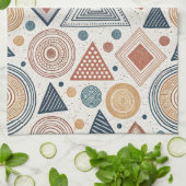 Boho Geometrie Abstrakte Formen Terracotta Muster Geschirrtuch (Gefaltet)
