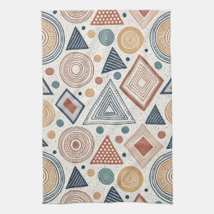 Boho Geometrie Abstrakte Formen Terracotta Muster Geschirrtuch