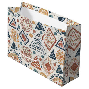 Boho Geometrie Abstrakte Formen Terracotta Muster Große Geschenktüte