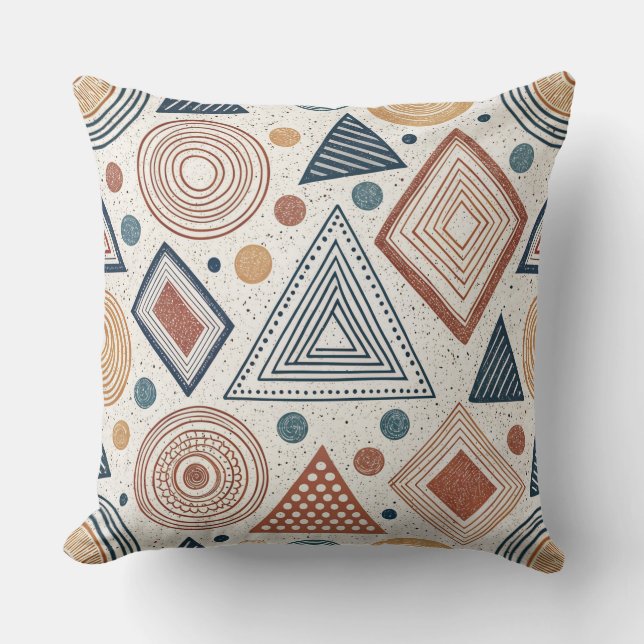 Boho Geometrie Abstrakte Formen Terracotta Muster Kissen (Vorderseite)