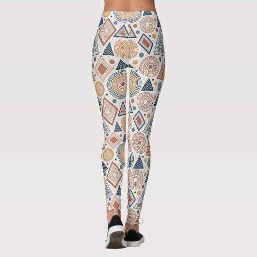 Boho Geometrie Abstrakte Formen Terracotta Muster Leggings (Rückseite)