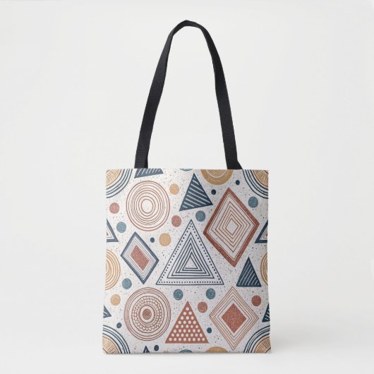 Boho Geometrie Abstrakte Formen Terracotta Muster Tasche (Vorderseite)