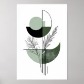 Boho Geometrisch Botanisch Grün Elegant Poster (Vorne)