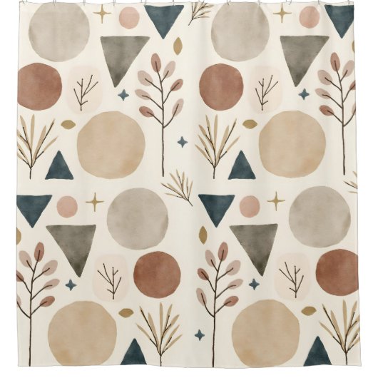Boho-geometrische botanische Musterdesign 385 Duschvorhang (Vorderseite)
