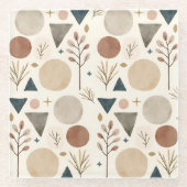 Boho-geometrische botanische Musterdesign 385 Glasuntersetzer (Vorderseite)