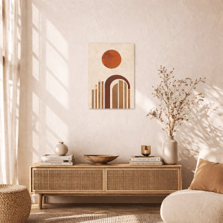 Boho-Geometrischer Bogen Minimal Terrakotta Abstra Poster