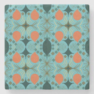 Boho Geometrischer Diamant Türkis Steinuntersetzer
