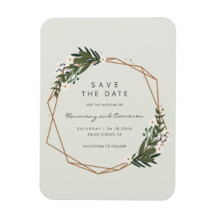 Boho-Geometrischer Goldrahmen Grünzeug Hochzeitsei Magnet