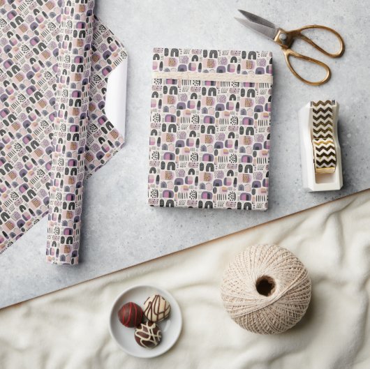 Boho geometrisches abstraktes Muster Geschenkpapier (Kunsthandwerk)