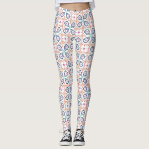 Boho-Geometrisches Stickereimuster Florales Nahtlo Leggings