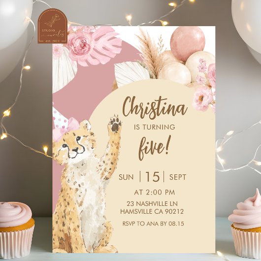 Boho Gepard Savanne Geburtstag Einladung