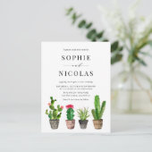 Boho gepotted Sukkulenten und Cactus QR Code Weddi Einladungspostkarte (Stehend Vorderseite)