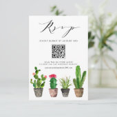 Boho gepotted Sukkulenten und Cactus Wedding QR Co RSVP Karte (Stehend Vorderseite)