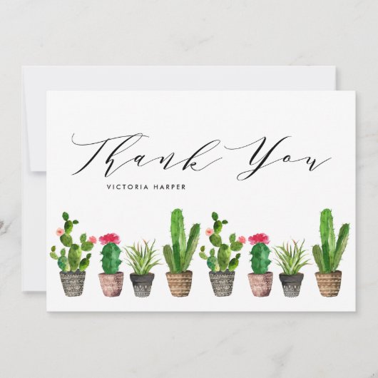 Boho gepotted Sukkulents und Cactus Summer Wedding Dankeskarte (Vorderseite)