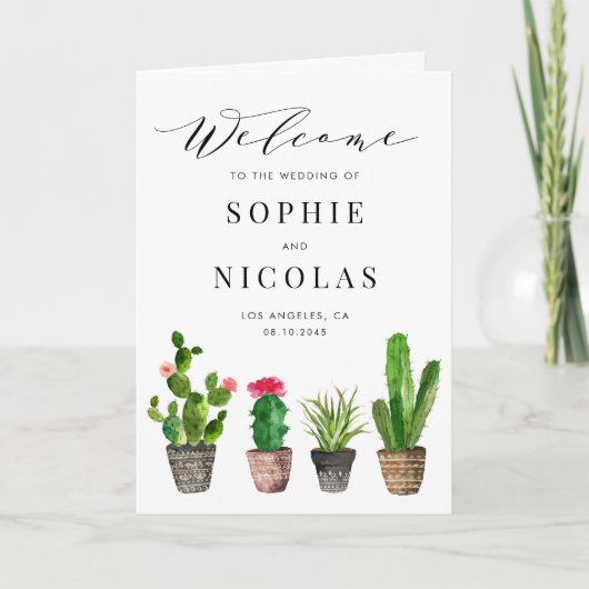 Boho gepotted Sukkulents und Cactus Summer Wedding Programm (Vorderseite)