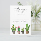 Boho gepotted Sukkulents und Cactus Summer Wedding RSVP Karte (Stehend Vorderseite)