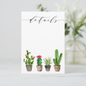 Boho gepotted Sukkulents und Cactus Wedding Detail Begleitkarte (Stehend Vorderseite)