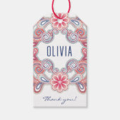 Boho Geschenkmarke mit Blume und Wirbel Geschenkanhänger (Vorderseite)