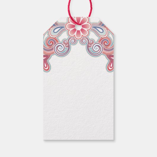 Boho Geschenkmarke mit Blume und Wirbel Geschenkanhänger (Rückseite)