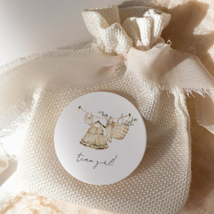 Boho-Geschlecht-Reveal-Team-Mädchen-Neutrale-Baby- Runder Aufkleber