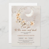 Boho geschlechtsneutraler Blumenmond und Rücken Ba Einladung (Vorne/Hinten)