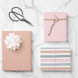 Boho gestreifte Geburtstags-Geburtstagsfeier Baby- Geschenkpapier Set