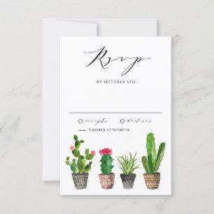 Boho getopfte Sukkulenten und Kaktus Sommerhochzei RSVP Karte
