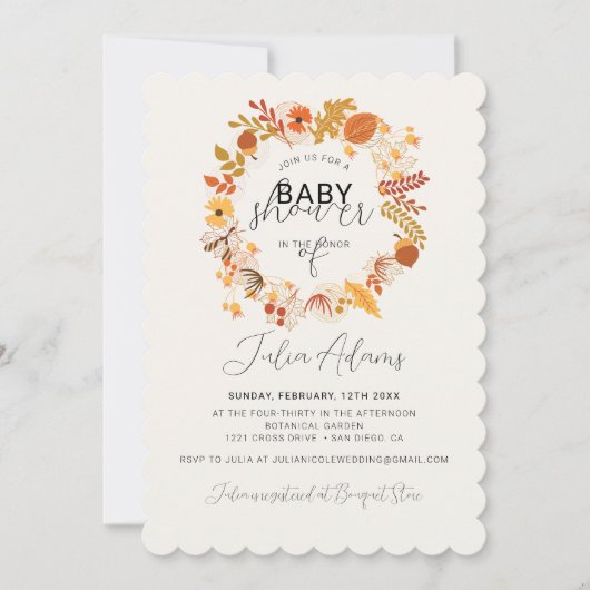 Boho getrocknet rustikale Blumenhain Kinderdusche Einladung (Vorderseite)