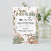 Boho-getrocknete Blätter, Pampas & Pink Orchid-Bee Dankeskarte (Stehend Vorderseite)