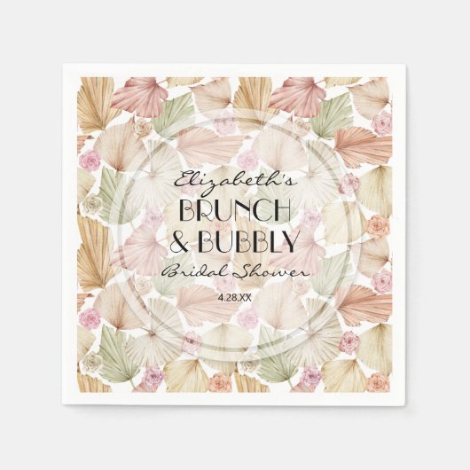Boho getrocknete Blätter und Blumen Brautdusche Serviette (Vorderseite)