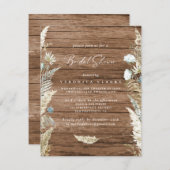 Boho getrocknete Blume und Brautparty aus Holz Einladung (Vorne/Hinten)