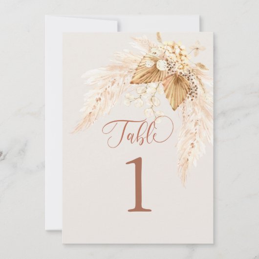 Boho-getrocknete Blume und Pampas-Gras-Tafel Einladung (Vorderseite)