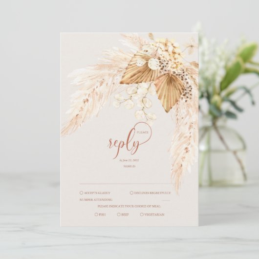 Boho getrocknete Blume und Pampas-Gras-UAWG Einladung (Stehend Vorderseite)